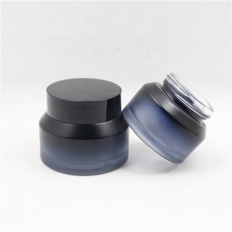 Fashionable gradients round slant shoulder glass jar refillable customized colourful jars for eye cream
