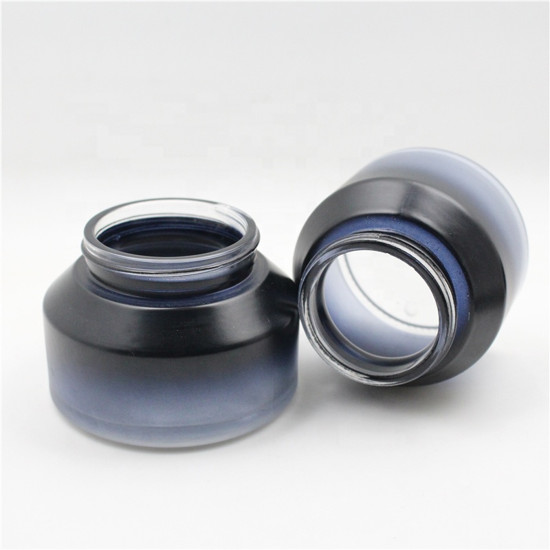 Fashionable gradients round slant shoulder glass jar refillable customized colourful jars for eye cream