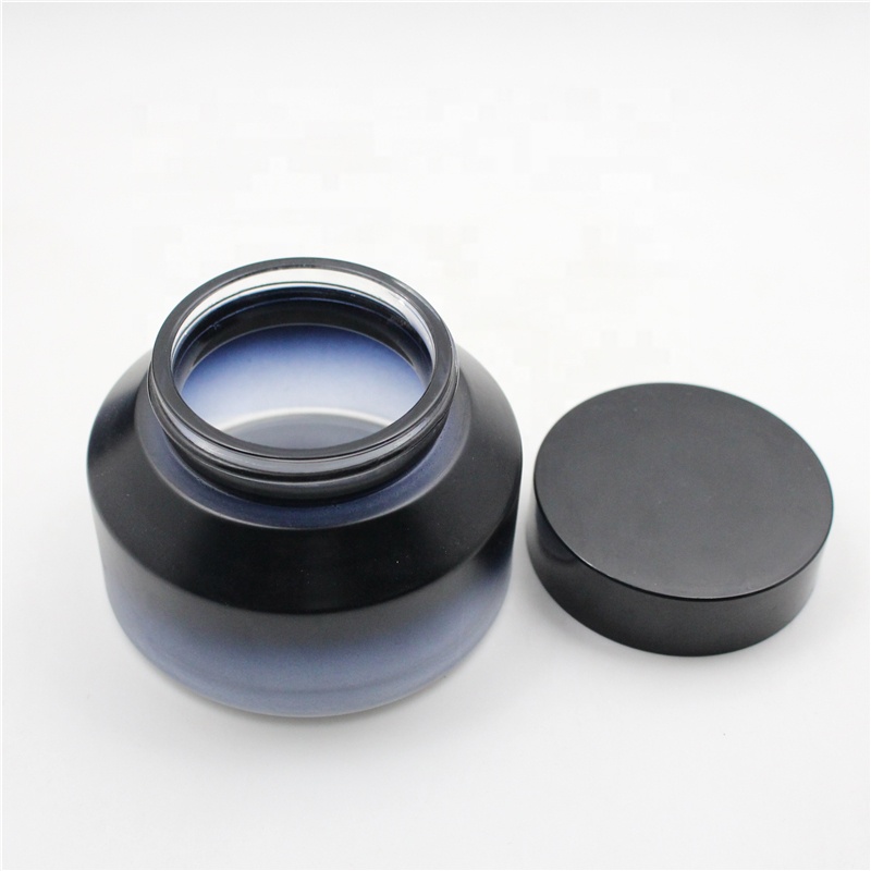 Fashionable gradients round slant shoulder glass jar refillable customized colourful jars for eye cream