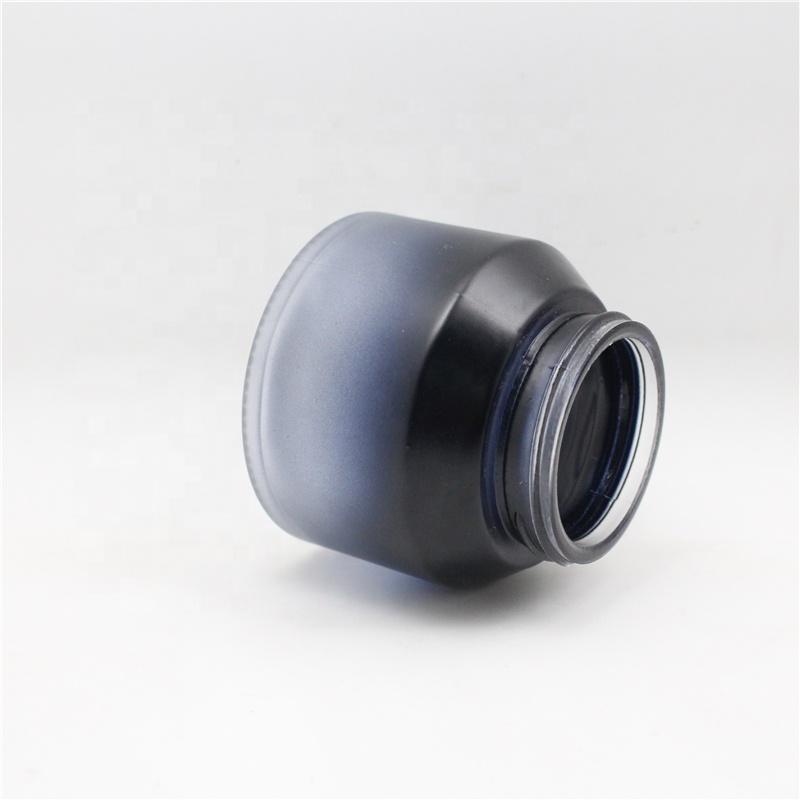 Fashionable gradients round slant shoulder glass jar refillable customized colourful jars for eye cream