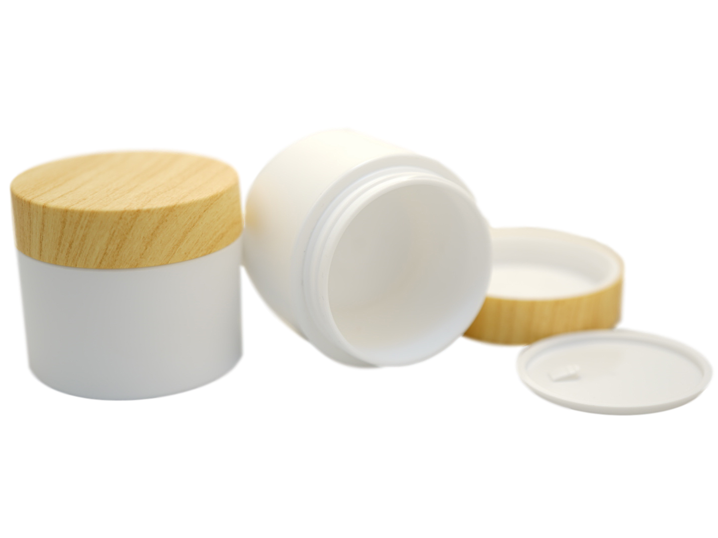 Fast Delivery 10g 20g 30g 50g PP plastic double wall cosmetic jar with bamboo printing top cap