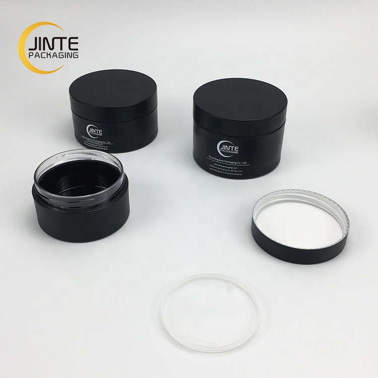 Fast Delivery Time 50ml Men Skincare Matt Black PETG Jar, Luxury Thick Wall Plastic Jar With Decorations