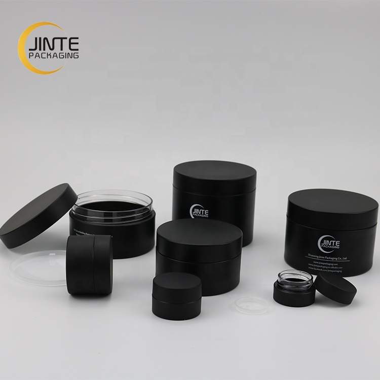 Fast Delivery Time 50ml Men Skincare Matt Black PETG Jar, Luxury Thick Wall Plastic Jar With Decorations
