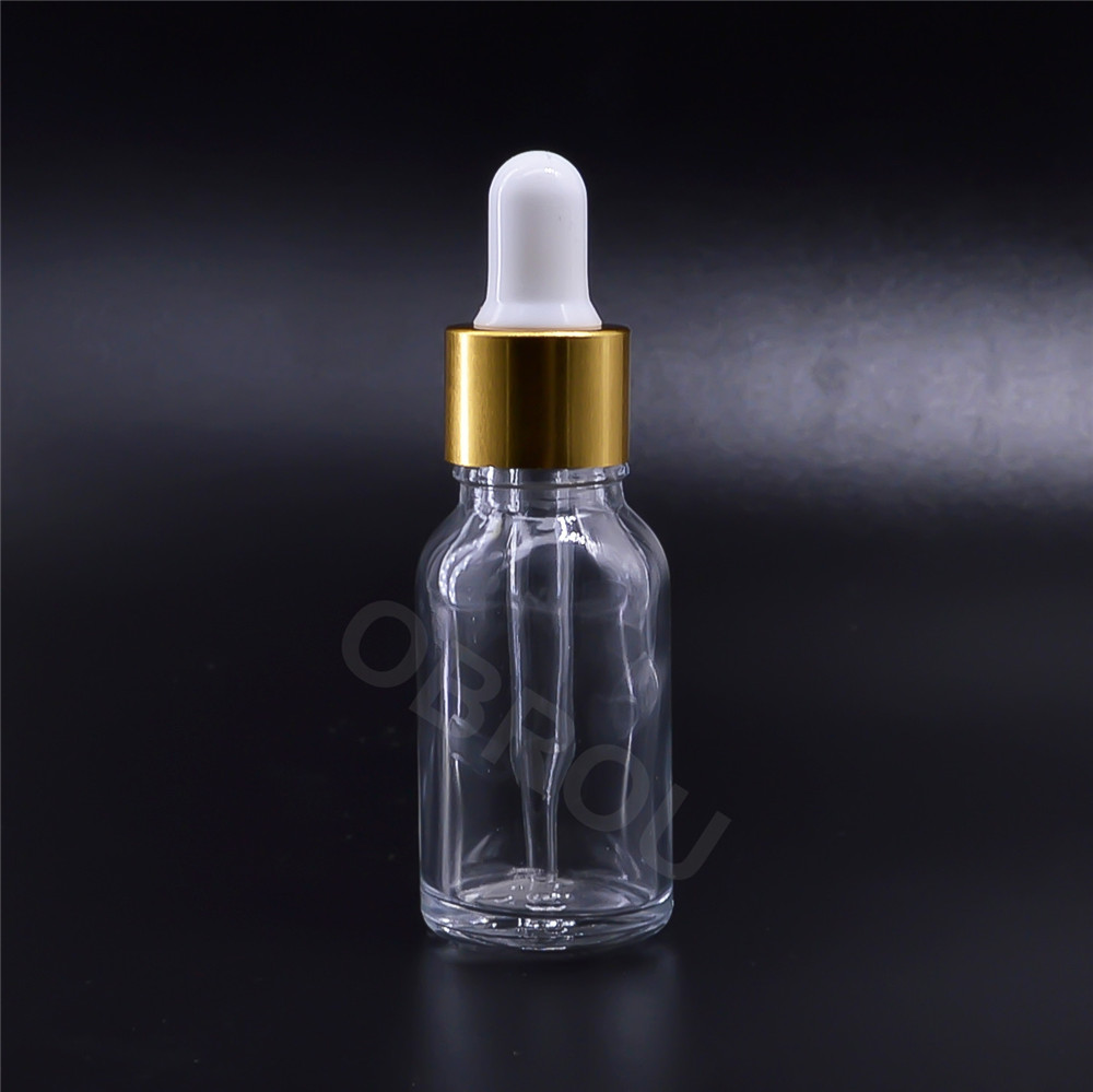Fast Shipping 5ml 10ml 15ml 20ml 30ml 50ml 100ml clear amber green blue sterile glass dropper bottle with gold dropper