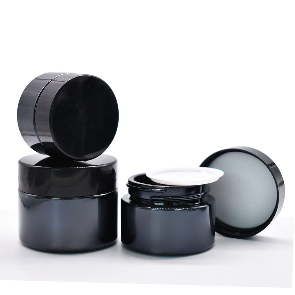 Fast delivery 10g empty cosmetic containers cream jar matte black glass cream jar