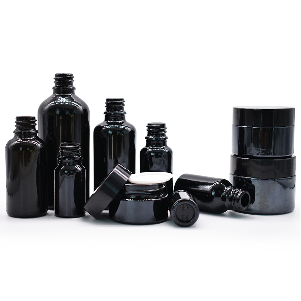 Fast delivery 10g empty cosmetic containers cream jar matte black glass cream jar