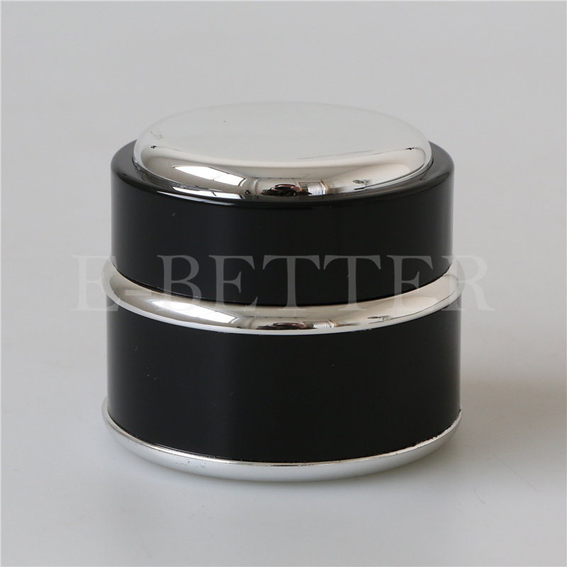 Fast shipment luxury empty 15ml 15g black body silver ring cosmetic cream plastic packaging jar