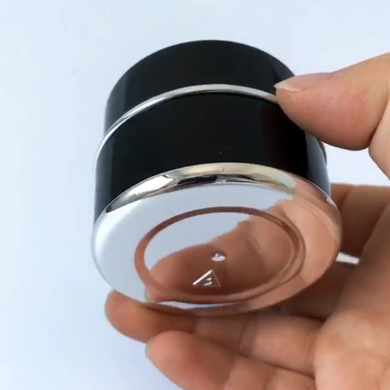 Fast shipment luxury empty 15ml 15g black body silver ring cosmetic cream plastic packaging jar