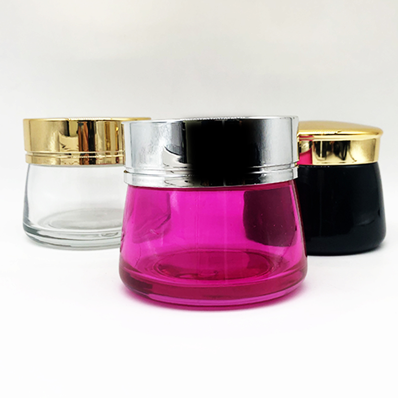 Fast shipping 100g Facial Mask Packaging with Gold Silver Aluminum Lid Clear Thick Glass Cream Jar