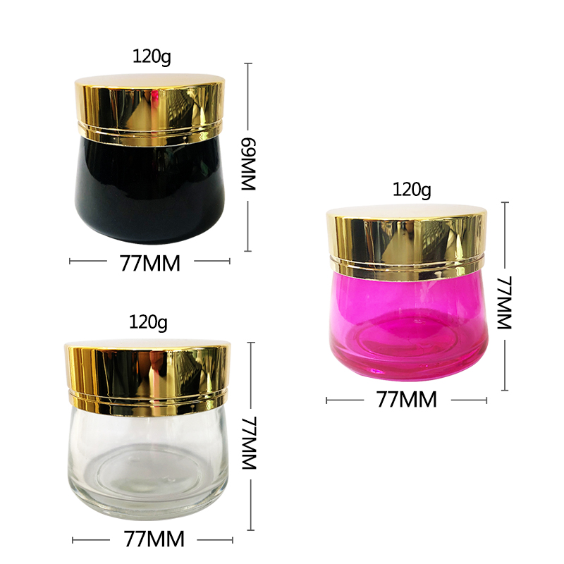 Fast shipping 100g Facial Mask Packaging with Gold Silver Aluminum Lid Clear Thick Glass Cream Jar