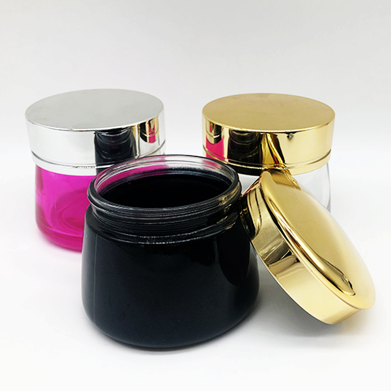 Fast shipping 100g Facial Mask Packaging with Gold Silver Aluminum Lid Clear Thick Glass Cream Jar