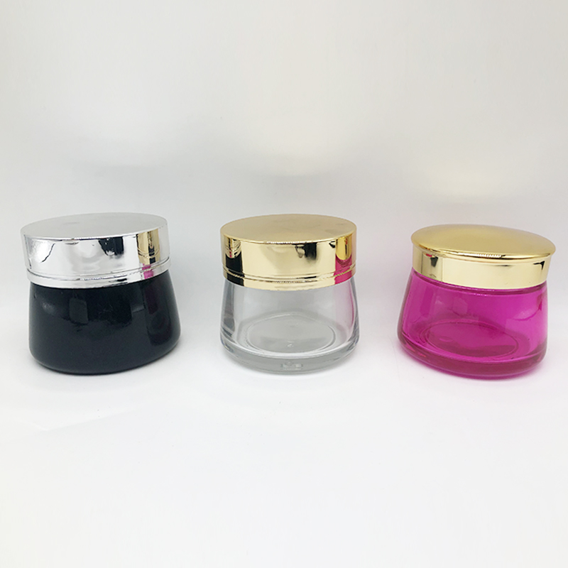 Fast shipping 100g Facial Mask Packaging with Gold Silver Aluminum Lid Clear Thick Glass Cream Jar