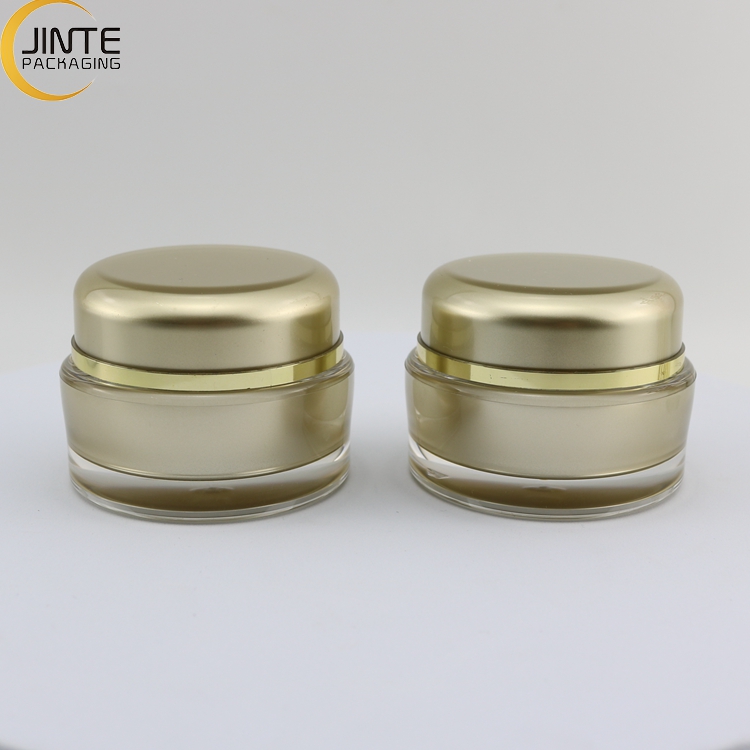 Fast shipping 15ml 30ml 50ml Acrylic container luxury customzied gold color for cream packaging