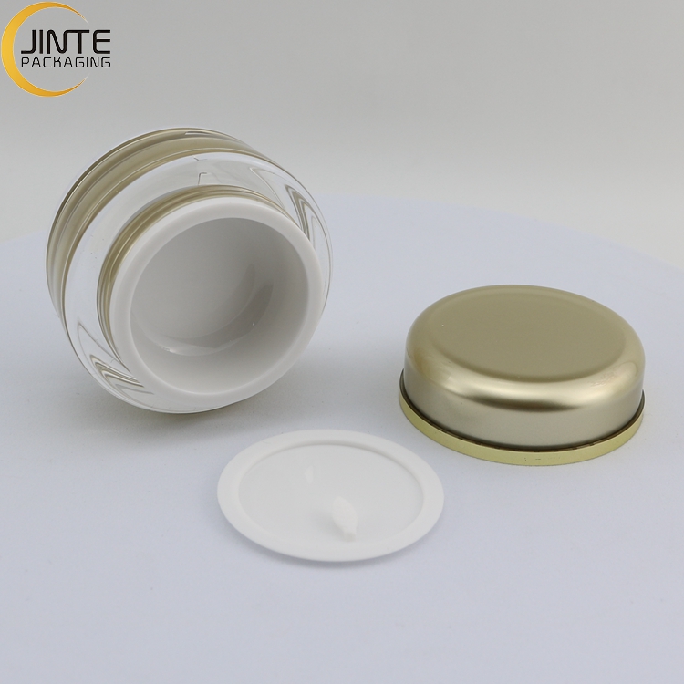 Fast shipping 15ml 30ml 50ml Acrylic container luxury customzied gold color for cream packaging