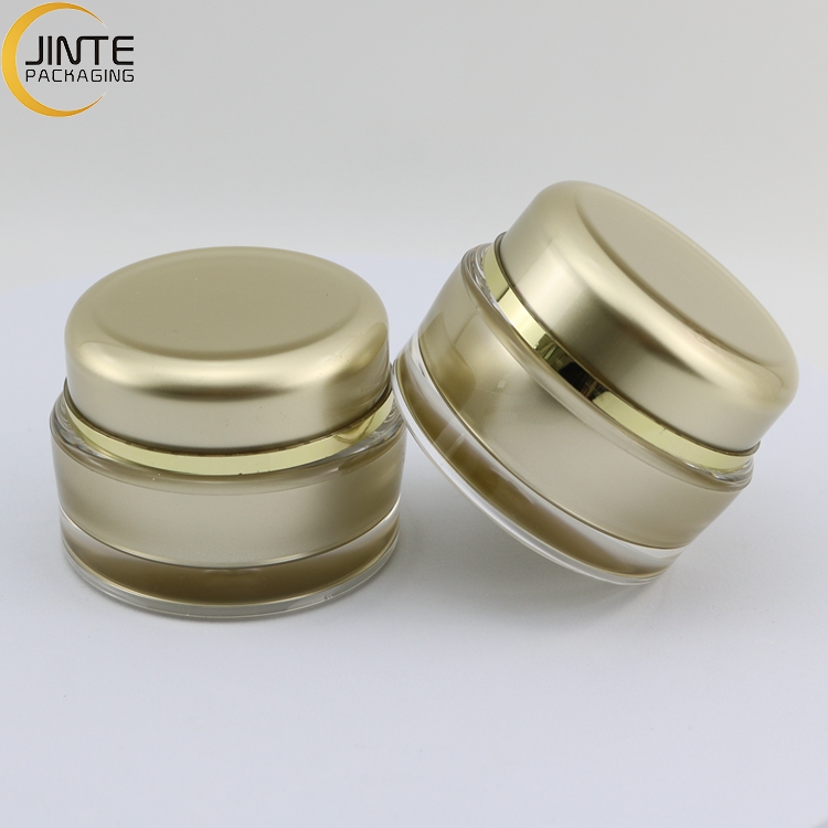 Fast shipping 15ml 30ml 50ml Acrylic container luxury customzied gold color for cream packaging