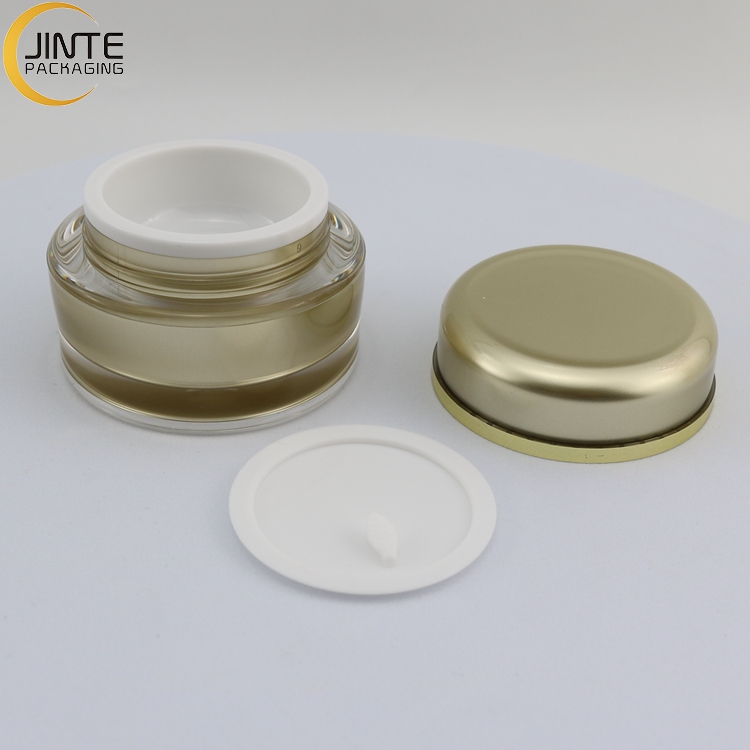 Fast shipping 15ml 30ml 50ml Acrylic container luxury customzied gold color for cream packaging