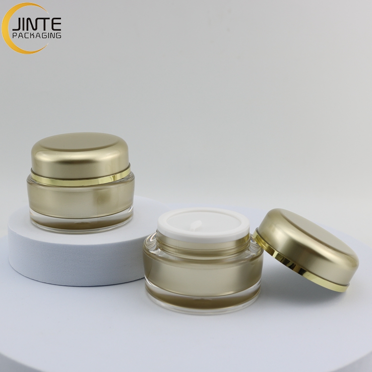 Fast shipping 15ml 30ml 50ml Acrylic container luxury customzied gold color for cream packaging