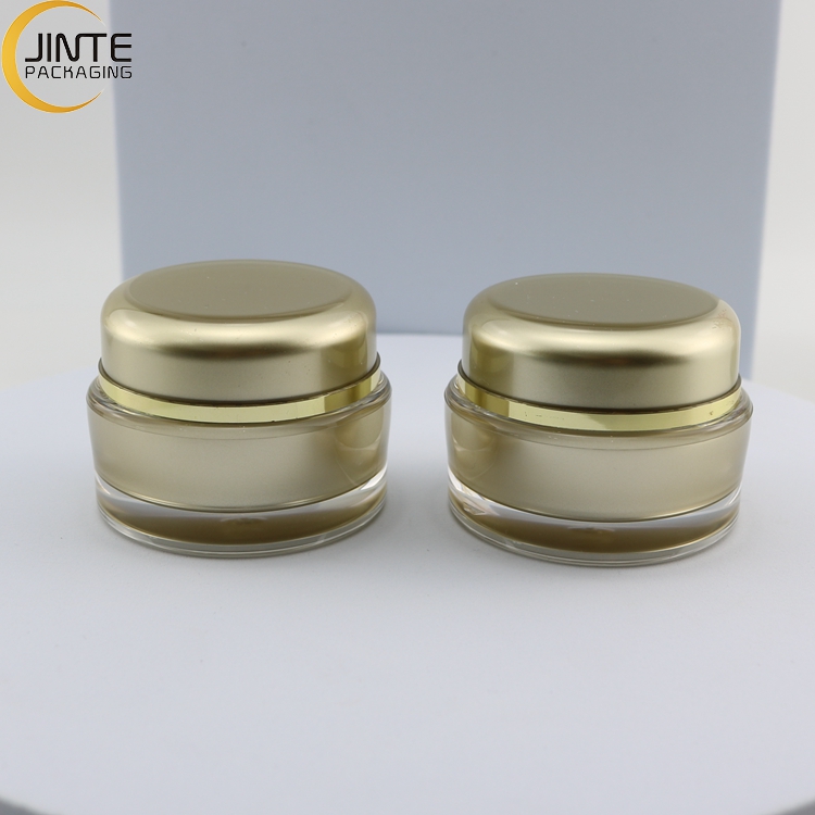 Fast shipping 15ml 30ml 50ml Acrylic container luxury customzied gold color for cream packaging