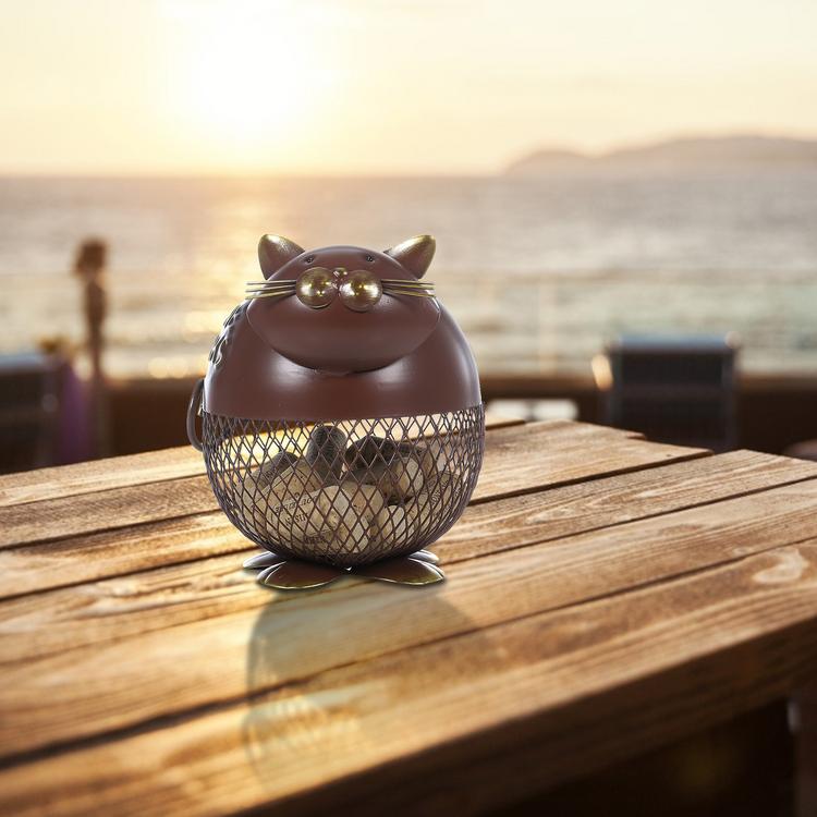 Fat Cat Wine Storage Decoration Kitchen Supplies Iron Art Fat Cat Wine Cork Storage Basket Home Decoration Art