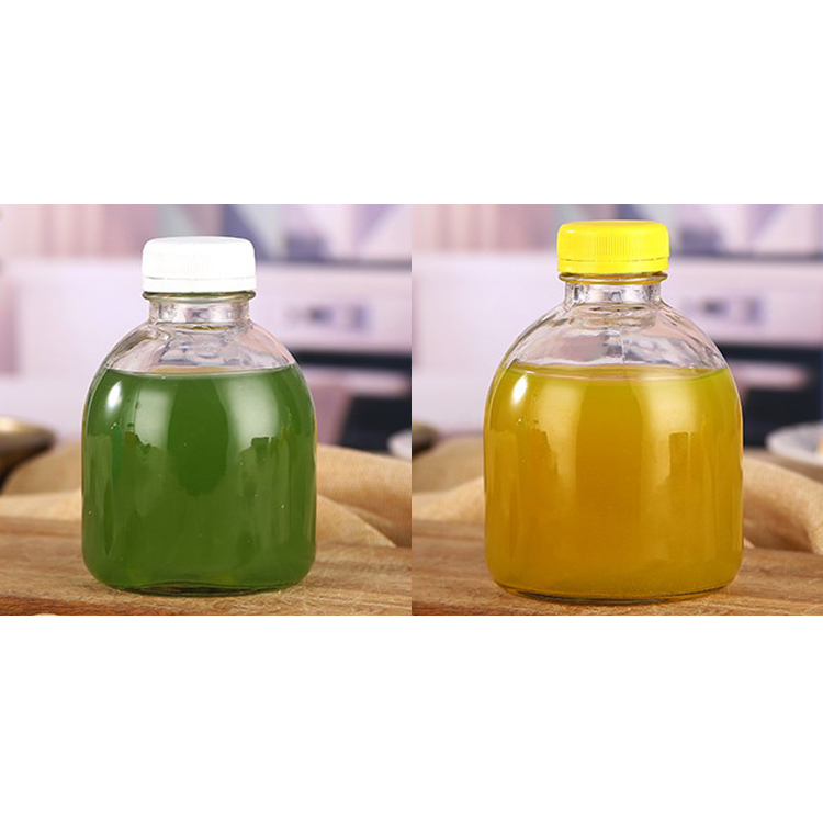 Fat Round Beverage Glass Bottle 250ml 350ml 500ml with Anti-theft Lids