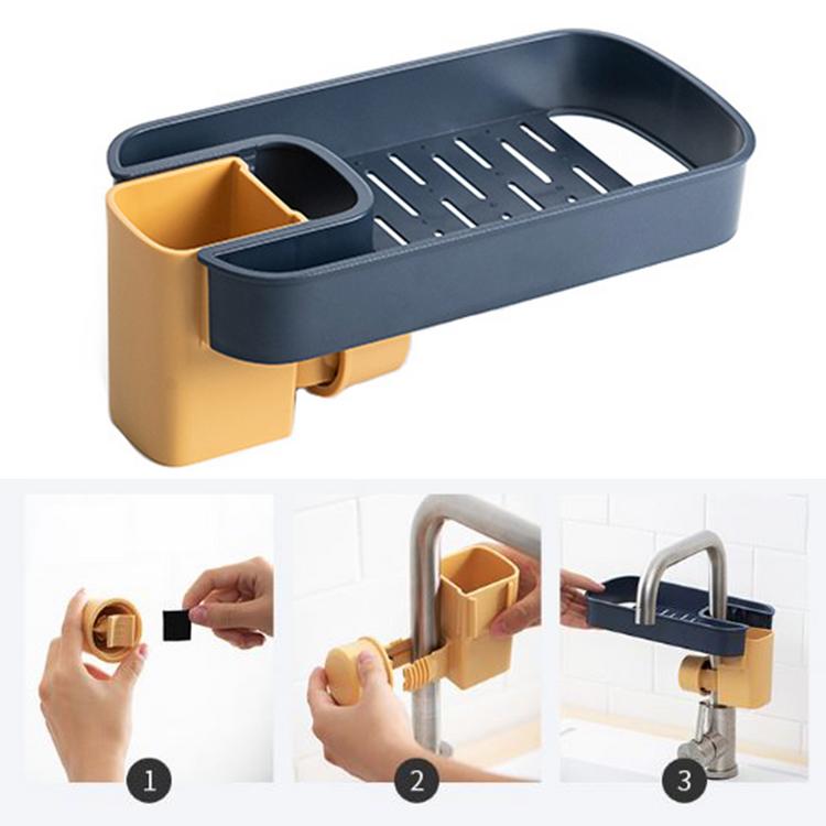 Faucet shelf sponge rag drain rack kitchen sink countertop storage rack sink free punch storage tool
