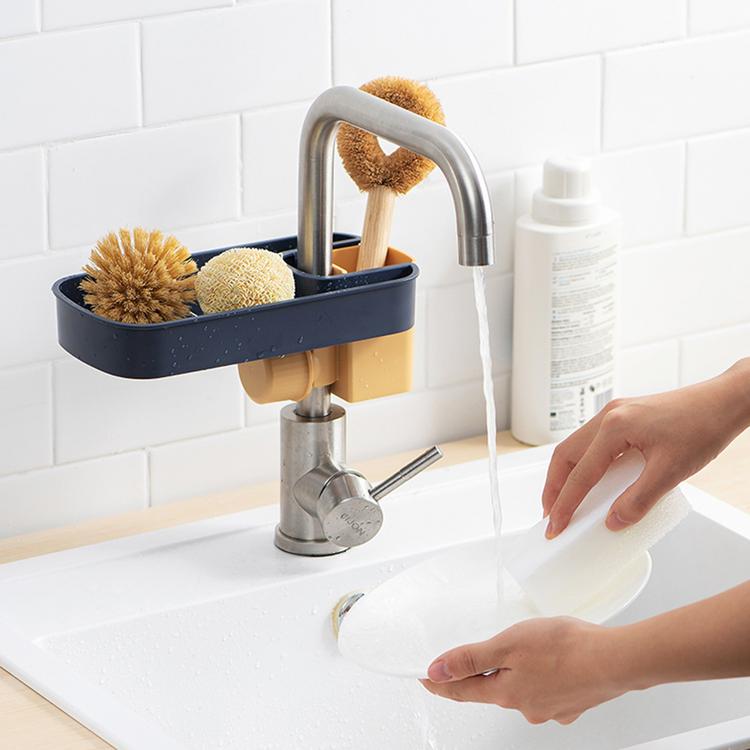 Faucet shelf sponge rag drain rack kitchen sink countertop storage rack sink free punch storage tool