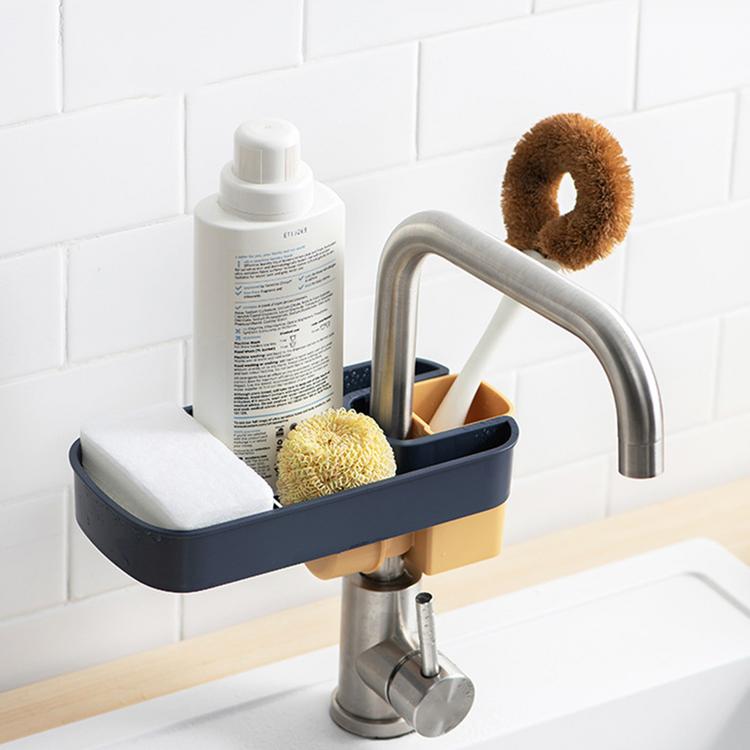 Faucet shelf sponge rag drain rack kitchen sink countertop storage rack sink free punch storage tool