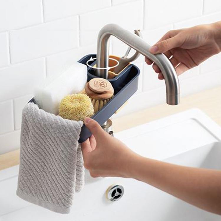 Faucet shelf sponge rag drain rack kitchen sink countertop storage rack sink free punch storage tool