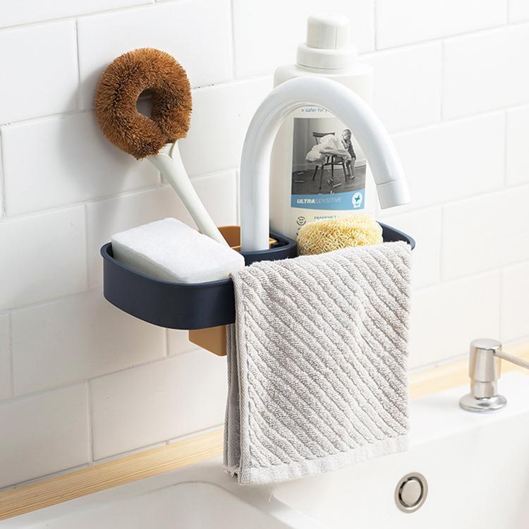 Faucet shelf sponge rag drain rack kitchen sink countertop storage rack sink free punch storage tool
