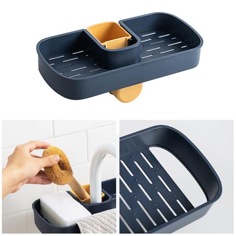 Faucet shelf sponge rag drain rack kitchen sink countertop storage rack sink free punch storage tool