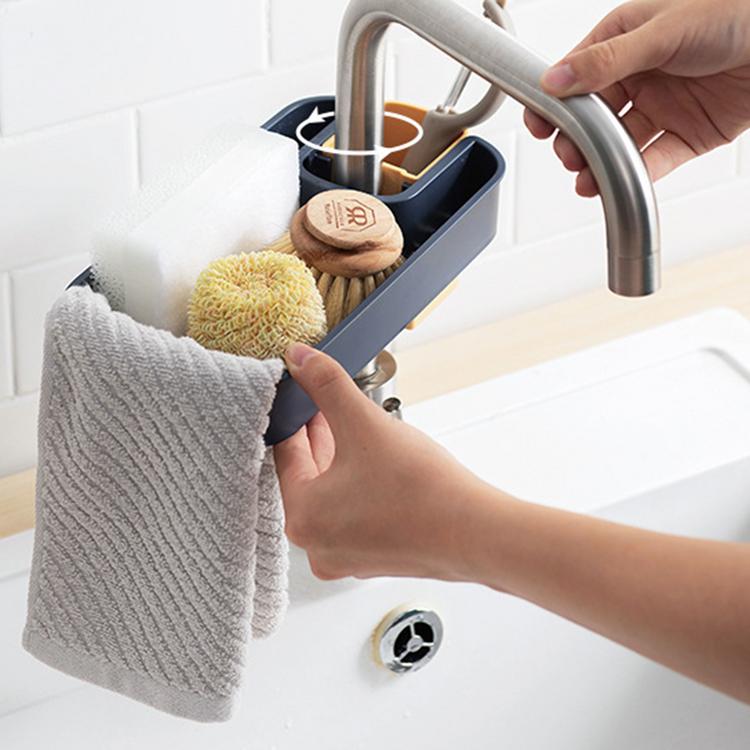 Faucet shelf sponge rag drain rack kitchen sink countertop storage rack sink free punch storage tool