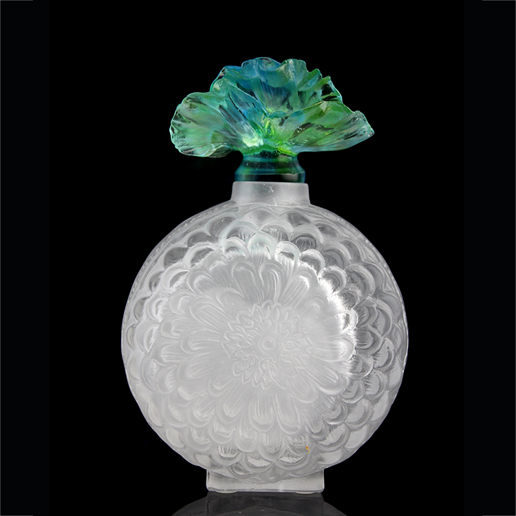 Fengming Wholesale 1.1kg Round Shaped Glass Empty Hibiscus Perfume Bottle Crafts For Gifts