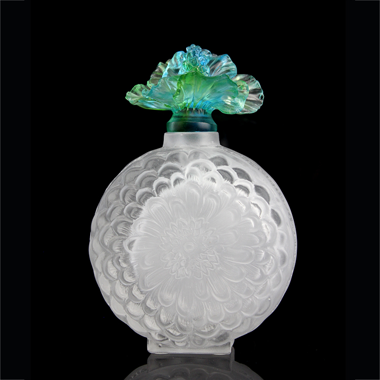 Fengming Wholesale 1.1kg Round Shaped Glass Empty Hibiscus Perfume Bottle Crafts For Gifts