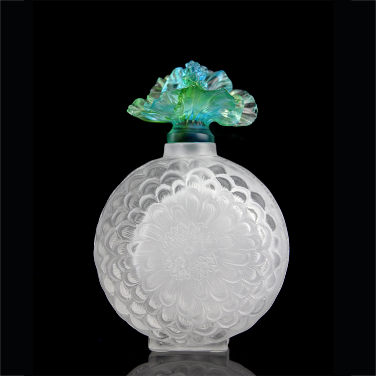 Fengming Wholesale 1.1kg Round Shaped Glass Empty Hibiscus Perfume Bottle Crafts For Gifts