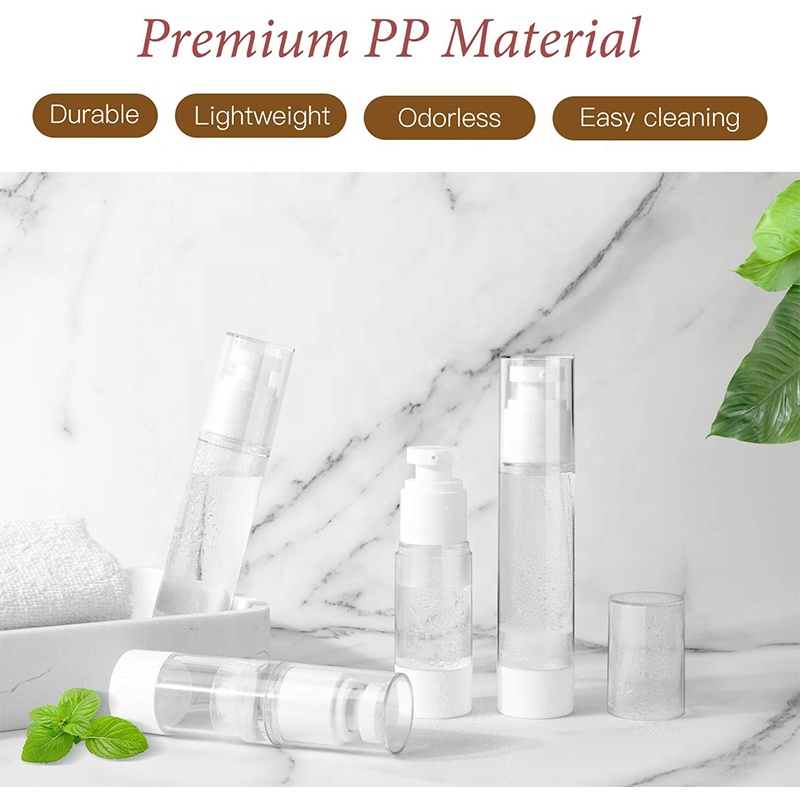 Fine Mist Spray Bottles and Lotion Pump Bottles Set Leak Proof Toiletries Airless Pump Bottle