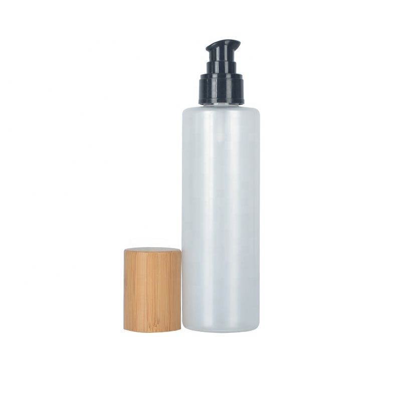 Fine Quality PET Plastic lotion bottle with bamboo lid