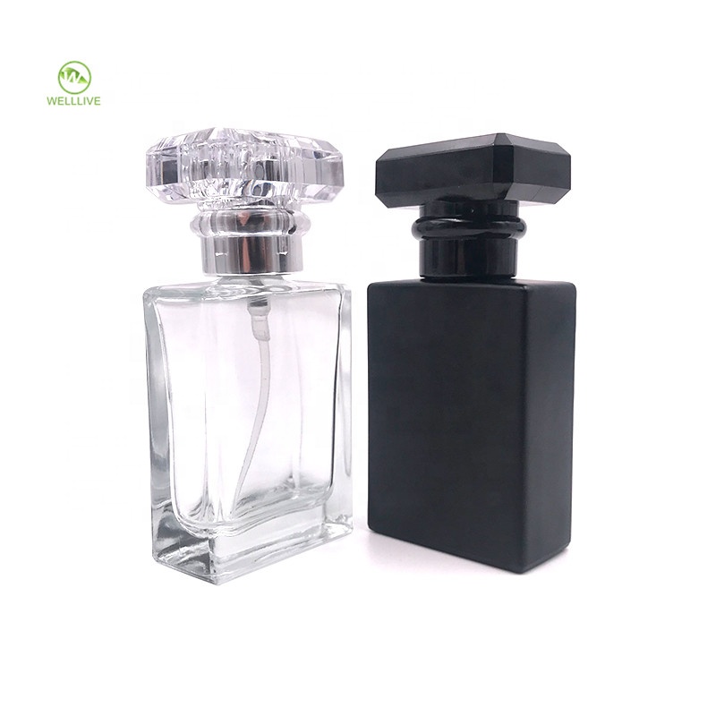 Fine mist clear matte black victoria secret perfume spray bottles 30ml 1oz square glass perfume bottle