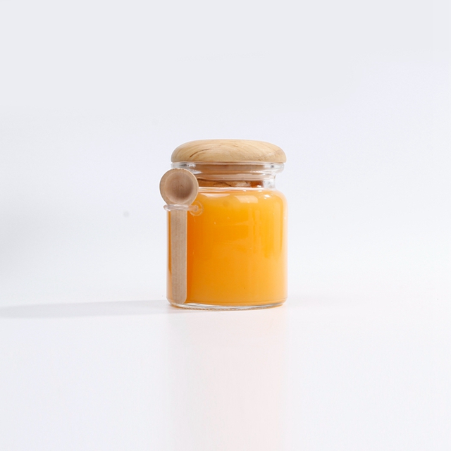 First-class packaging jar manufacturer bath salt bottle clear glass jar with wooden lid