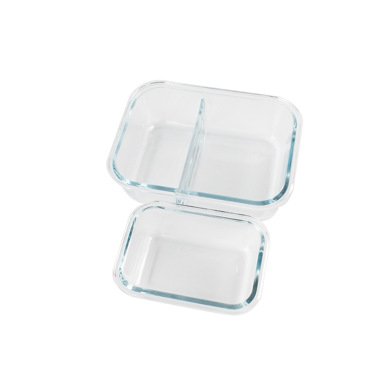 Fit Fresh Divided Glass Containers Two Compartments with Locking Lids Glass Storage Meal Prep
