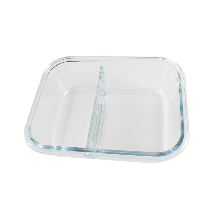 Fit Fresh Divided Glass Containers Two Compartments with Locking Lids Glass Storage Meal Prep