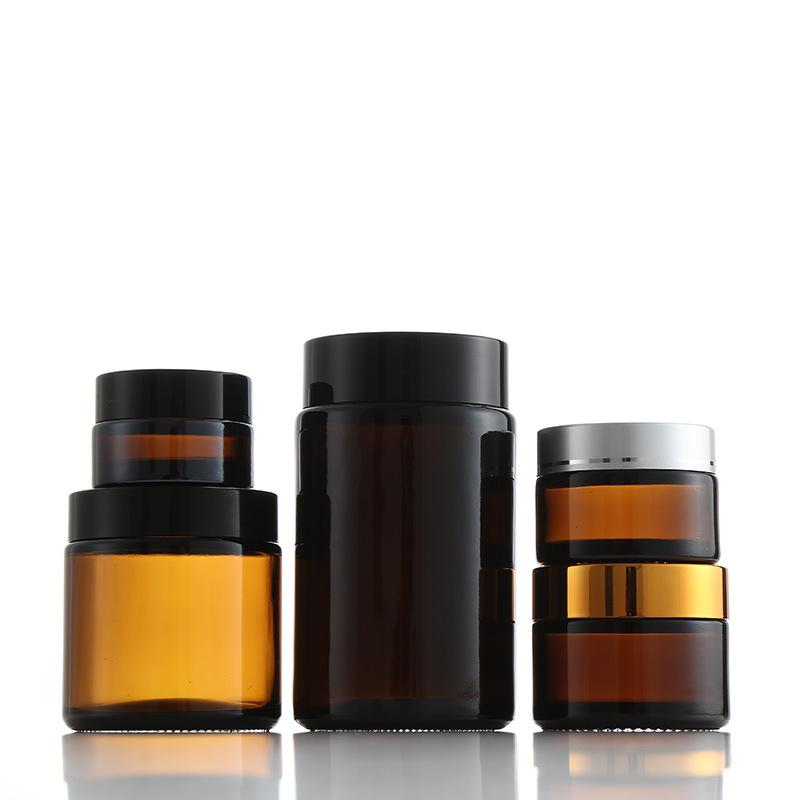 Flacons de Bouteilles en verre pour des produits Reutilisable Bouteilles Boite Pot Vide En Verre Ambre