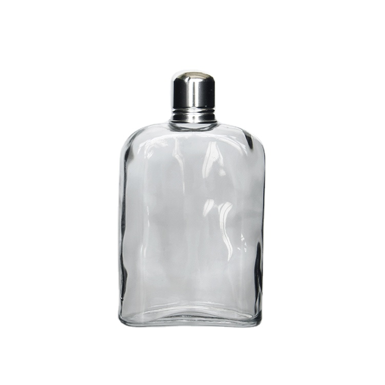 Flask Shaped 100ml 200ml 250ml 350ml Flat Whiskey Liquor Bottle Glass Alcohol Spirits Bottle for Bar Wedding