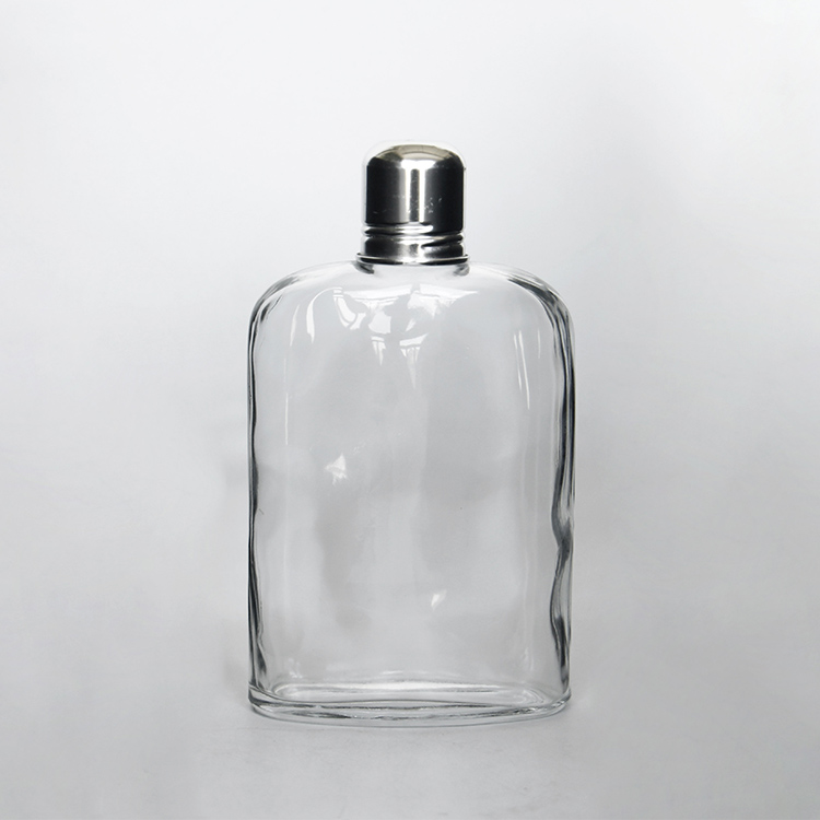 Flask Shaped 100ml 200ml 250ml 350ml Flat Whiskey Liquor Bottle Glass Alcohol Spirits Bottle for Bar Wedding