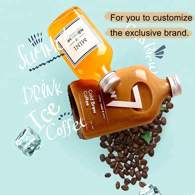 Flask bottle 200ml flat glass cold brew coffee juice bottles for Liquor Tea Milk