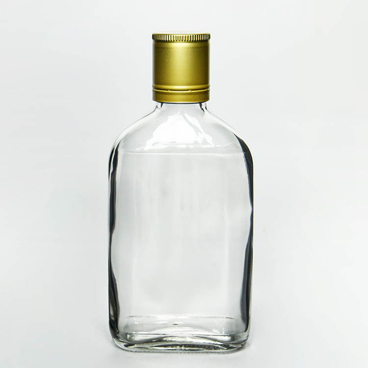 Flat Flask Glass Bottle with Screw Lid for Cold Drip Coffee Juice Vodka