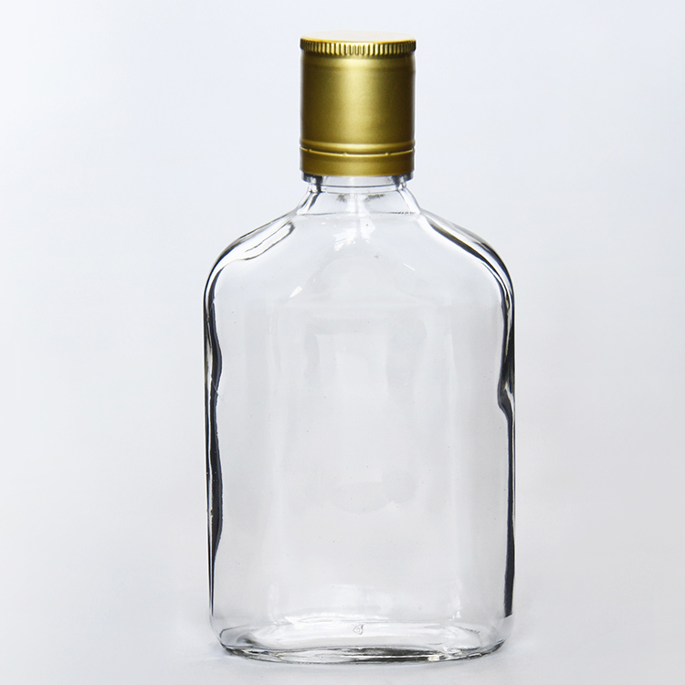 Flat Flask Glass Bottle with Screw Lid for Cold Drip Coffee Juice Vodka
