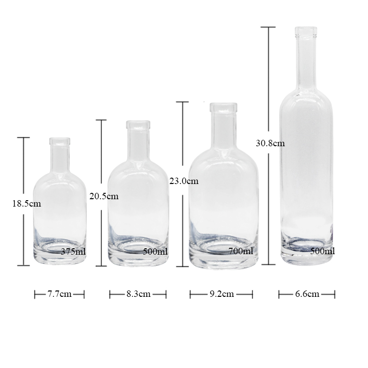 Flat Flask Liquor Alcohol Spirits Wine Beverage Glass Bottle 75 500 700ml