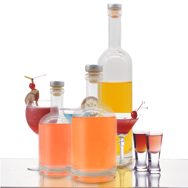Flat Flask Liquor Alcohol Spirits Wine Beverage Glass Bottle 75 500 700ml