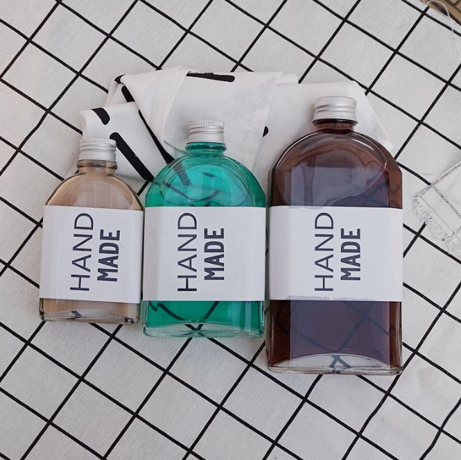 Flat Flask Shape With Aluminum Cap For Iced Cold Brew Coffee 100ml 200ml 250ml 350ml Glass Bottle