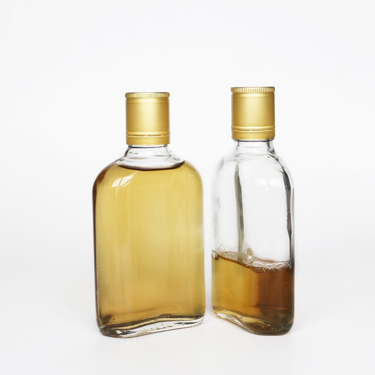 Flat Mini 50ml 10cl 20cl Glass Hip Flask Alcohol Liquor Bottle For Sale With Aluminium Lid